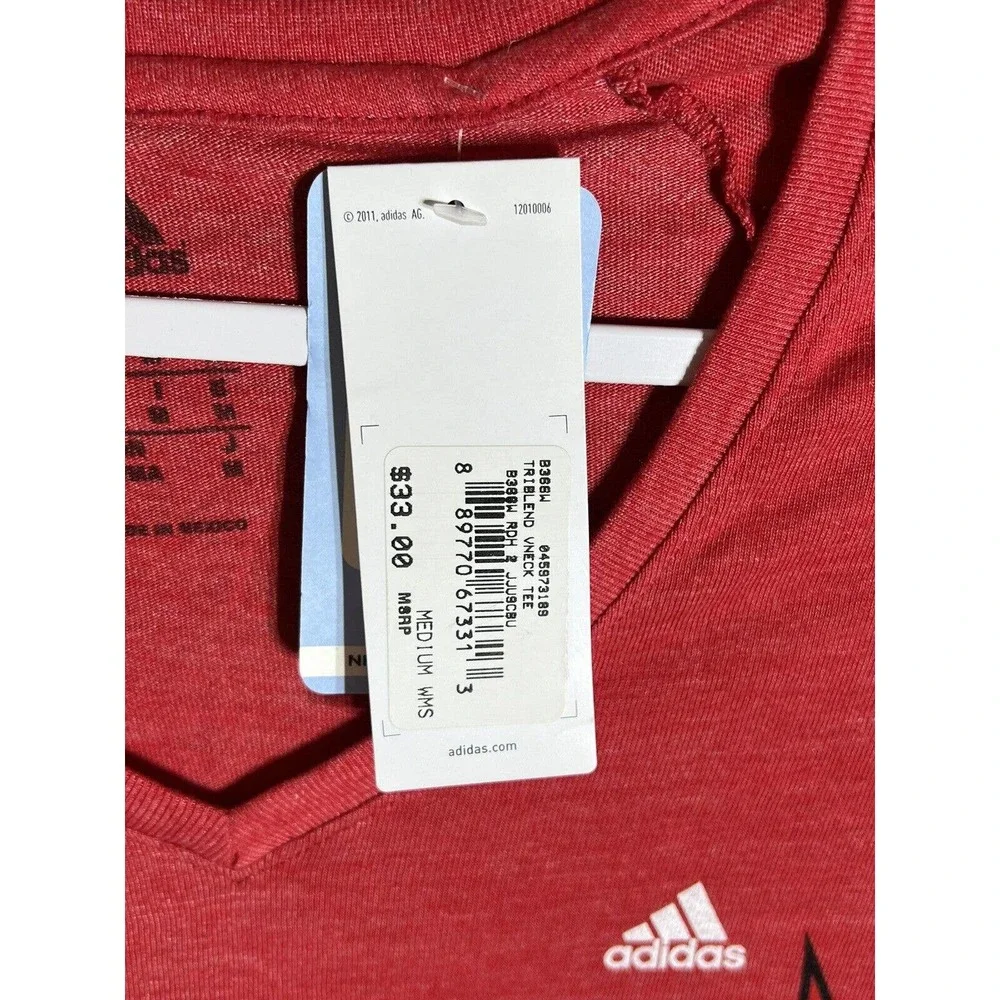 Adidas Chicago Bulls Rhinestone Bling Triblend V-Neck T-Shirt Womens Medium NWT‎